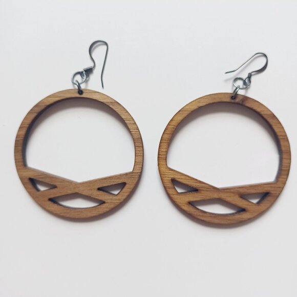 Jewelry - Real Wood Circle Light Weight Hoop Earrings